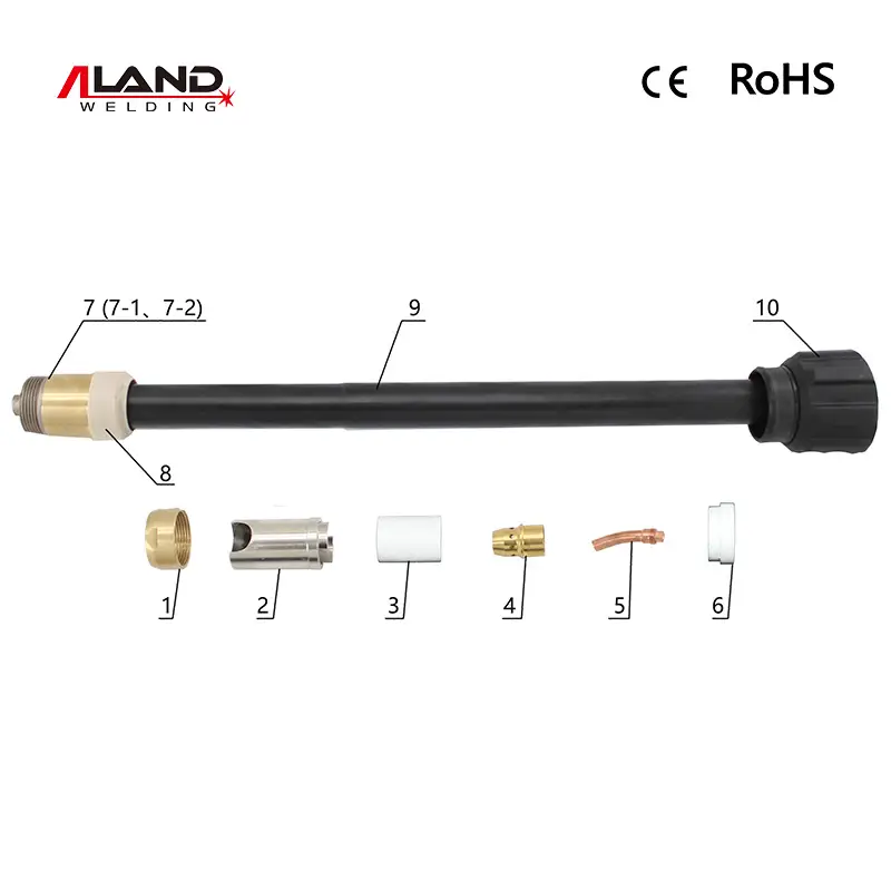 AWZ50 Series Water Cooling 2 Circuit Narrow Gap Robotic Welding Torch 500A / 250A